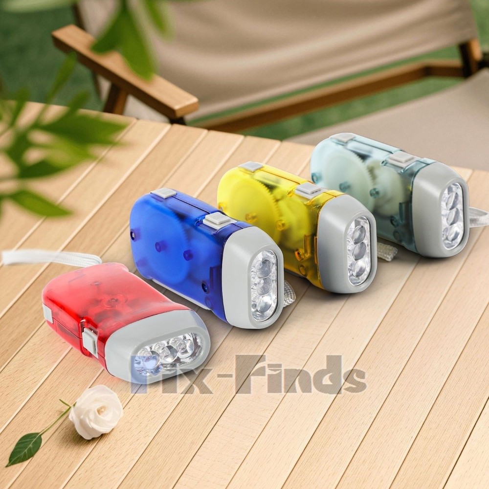 4x Hand Crank LED Flashlight Dynamo Pressing Flashlight Camping Emergency Torch