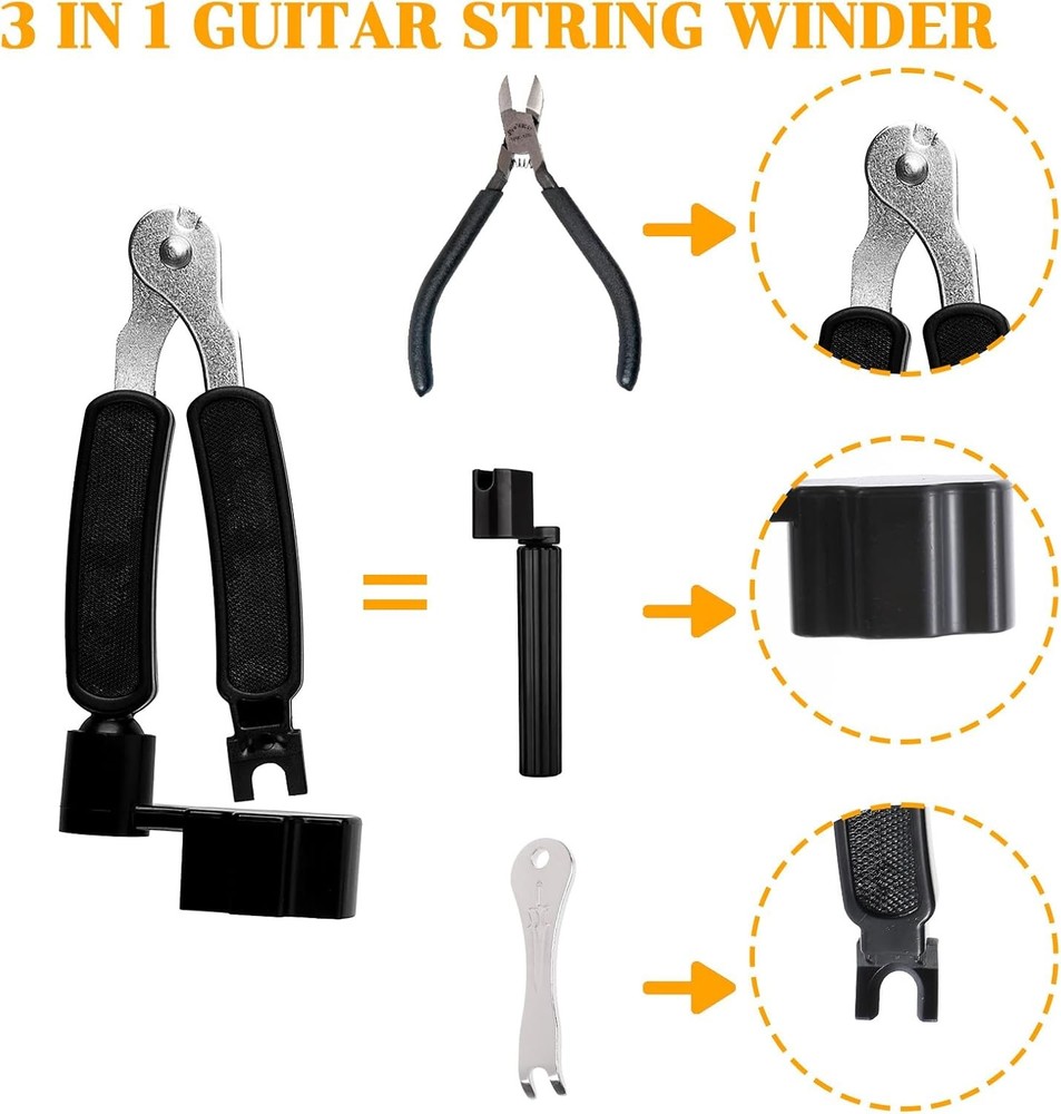 2Pcs Professional Guitar String Winder Cutter and Bridge Pin Puller Repair Tool