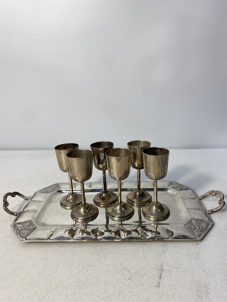 Sterling Silver Tray And Goblets