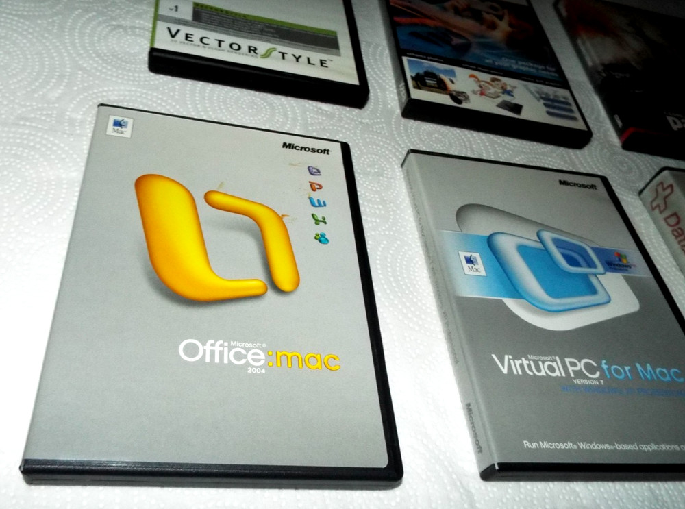 MICROSOFT VIRTUAL PC FOR MAC + OFFICE 2004 MAC+ 4 MISC. PROGRAMS W/KEYS READ!!!!