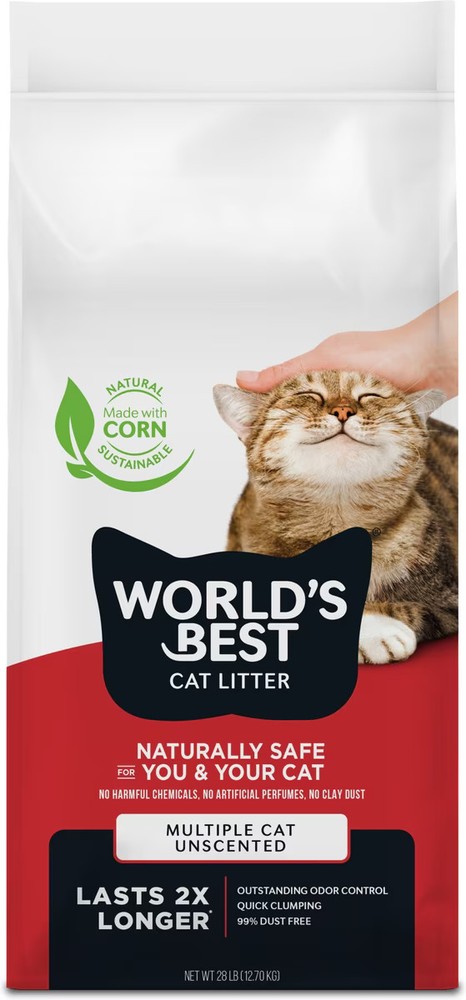 Multiple Cat Unscented, 28-Pounds - Natural Ingredients, Quick Clumping, Flushab