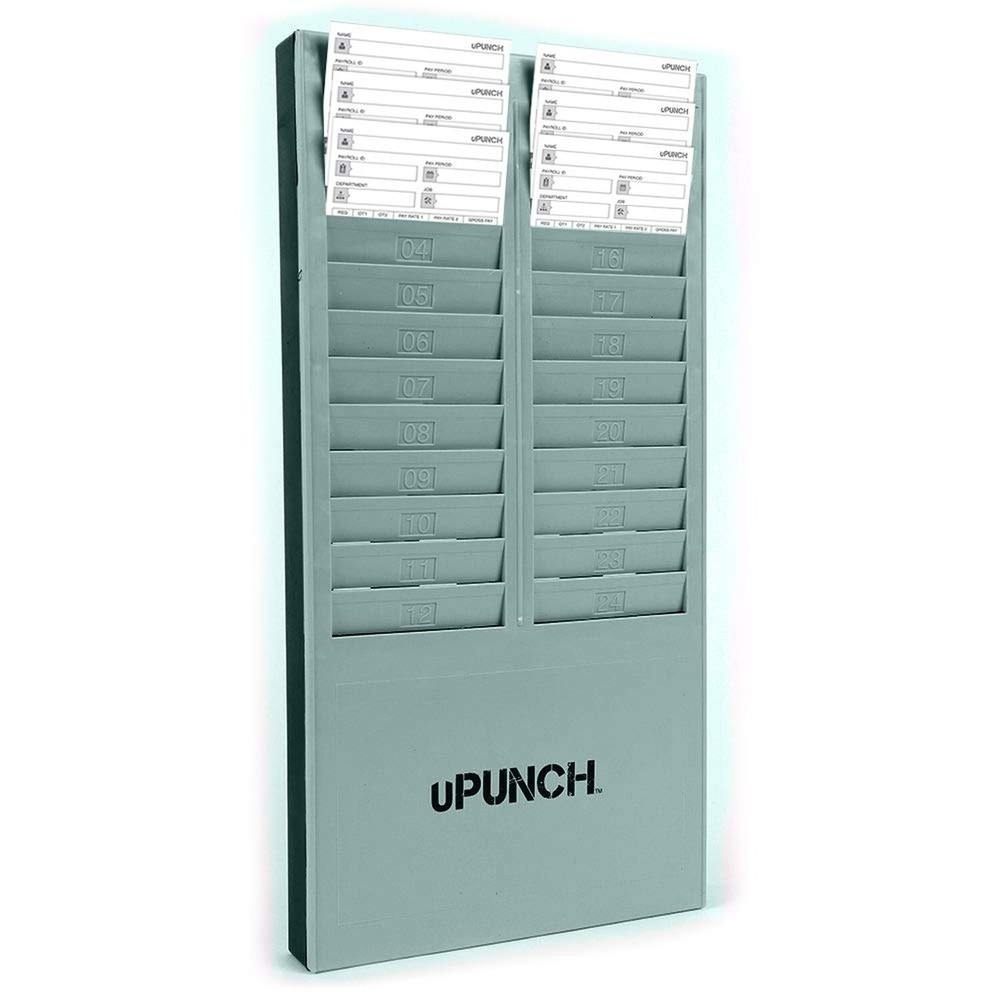 uPunch TIME Card Rack, 24 Pockets, Gray