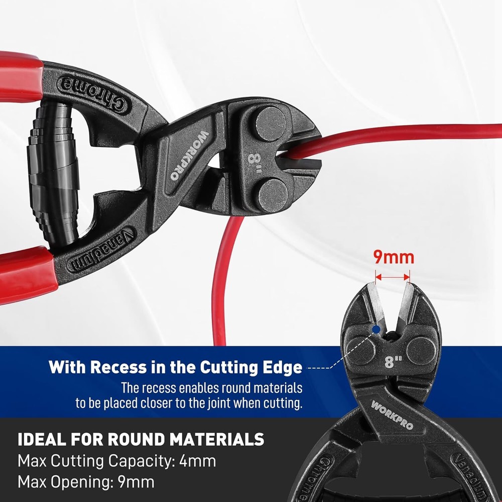 8-inch Mini Bolt Cutters with Recess Spring Bolt Cutters Soft Grip Security Lock
