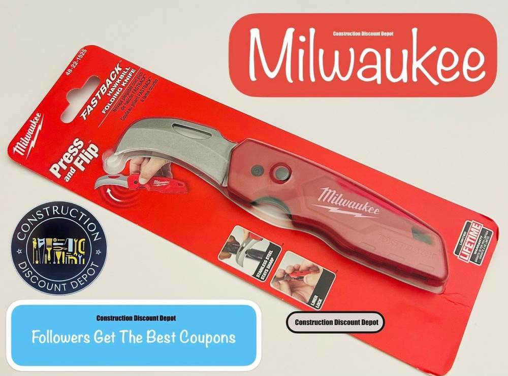Milwaukee Tool 48-22-1525 Fastback Hawkbill Folding Knife