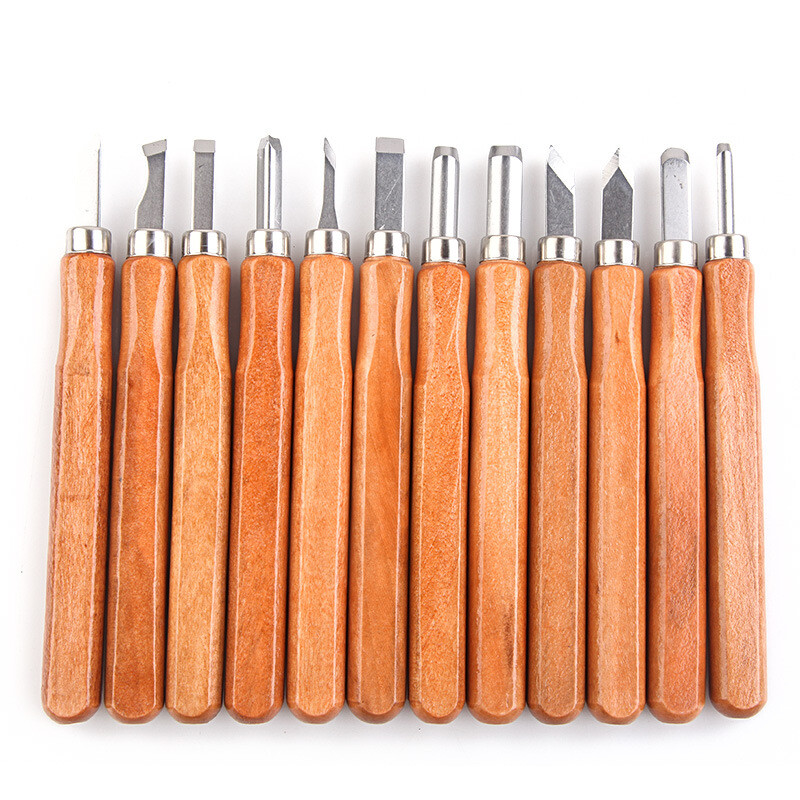 12-Piece Wood Carving Tools Kit Hand Chisel Tool Set Woodworking Gouges Steel