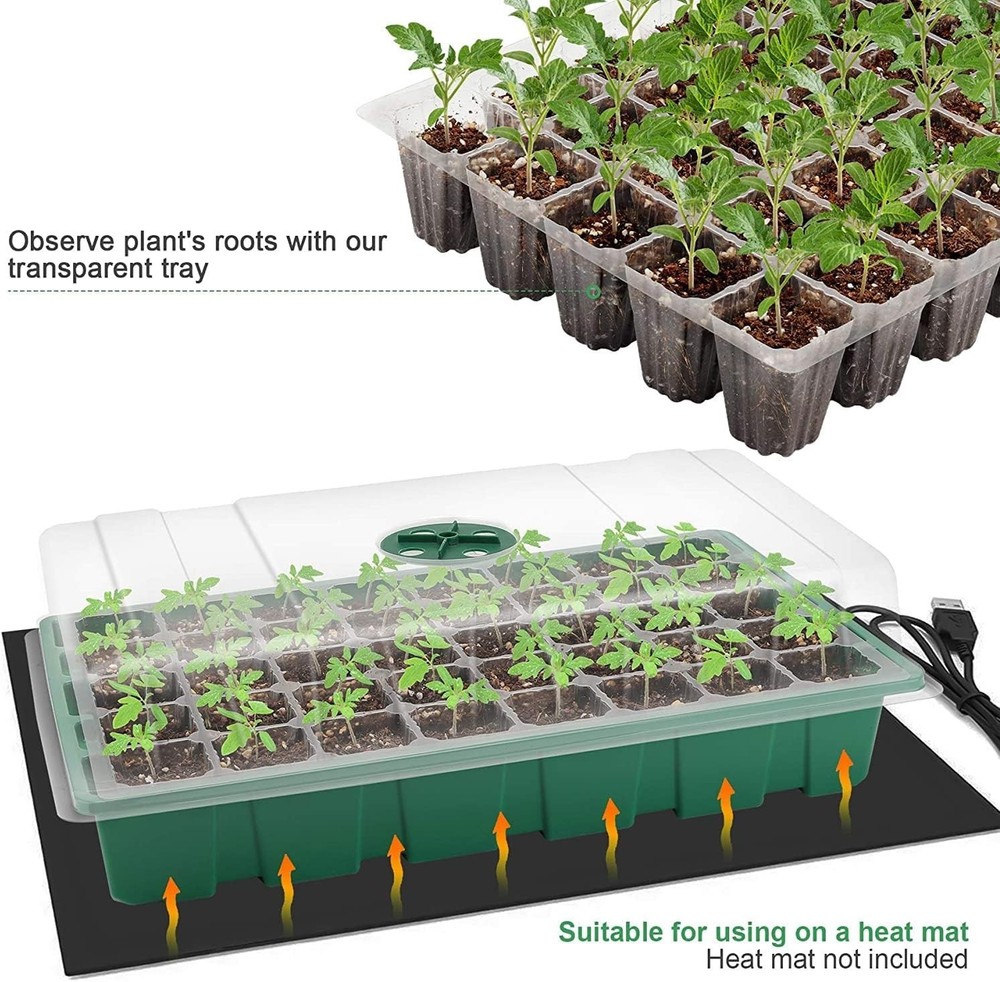 Space-Saving 5-Pack Seed Starter Tray with Humidity Control for Indoor/Outdoor