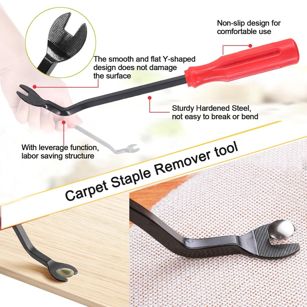 3Pcs Upholstery and Construction Staple Remover with Heavy Duty Staple Puller