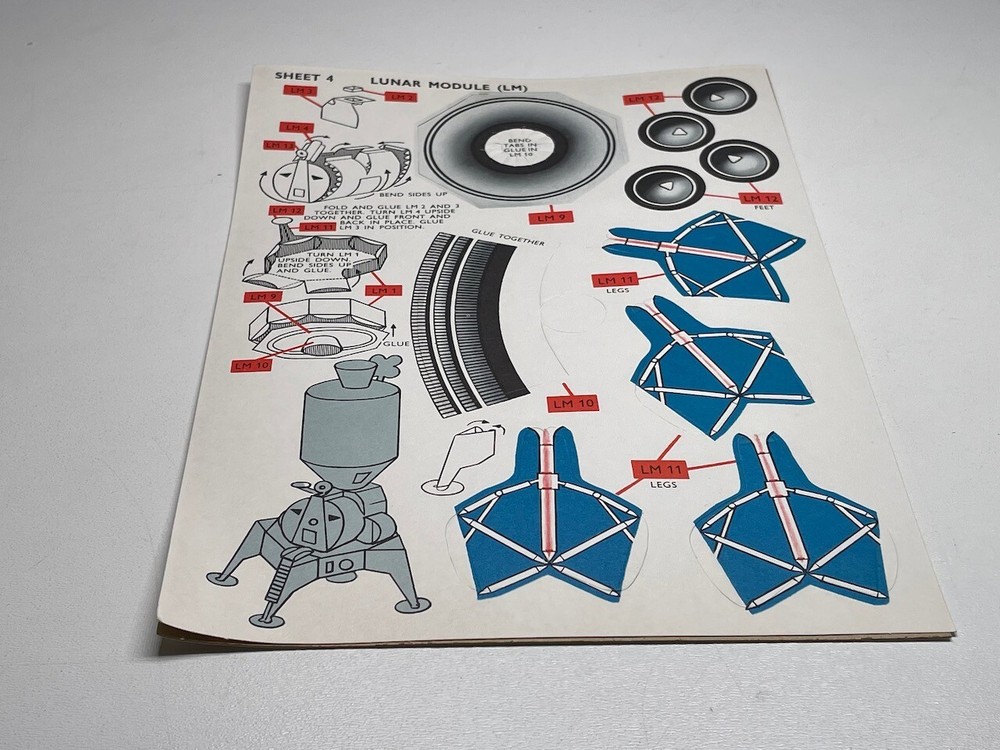 1969 Moon Landing Card Model Kit Service Command Lunar Modules Unused Original