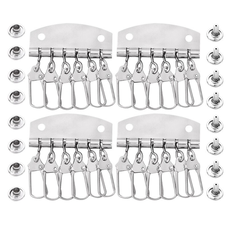 4Pcs Key Row Keyring Rivet Hook Patchwork Sewing For Leathers Bag Accessory