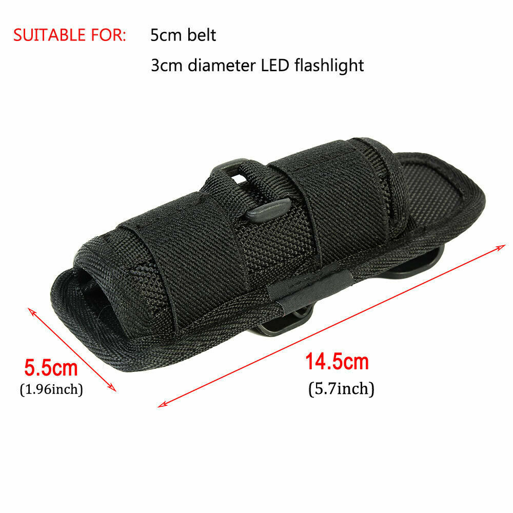 Tactical Flashlight Pouch Holster Rotatable Flashlight Holder Torch Carry Case
