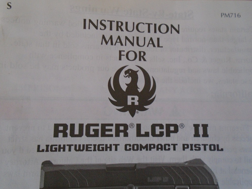 RUGER LCP II Lightweight Compact Pistol Instruction Manual