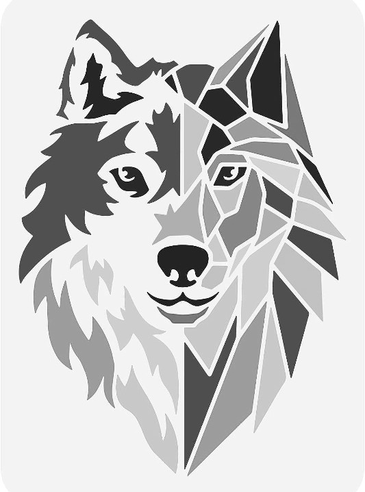 7.5"x10" Clear Plastic Stencil - Wolf (MH130)