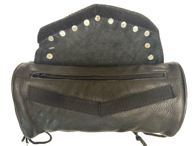 Motorcycle Soft Leather Tool Bags With Dome Studs/Braid