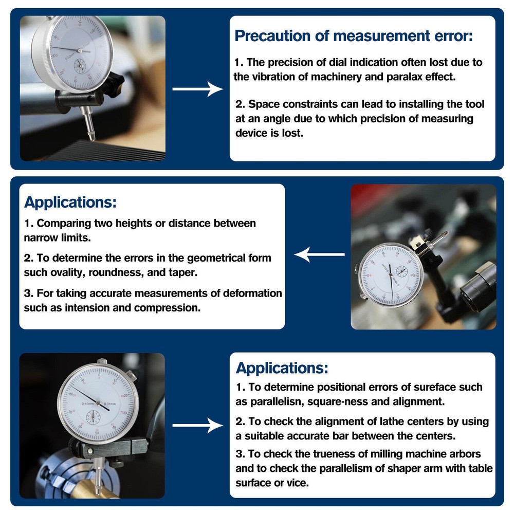 Dial Indicator with Magnetic Base Point Precision Inspection Set Dial Test US