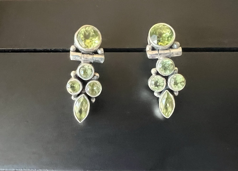 Multistone Peridot Drop Earrings Sterling Silver