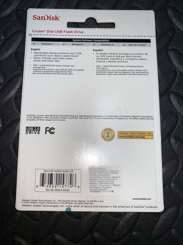 SANDISK Cruzer Dial 32GB USB FLASH DRIVE Storage Transfer Memory USB 2.0