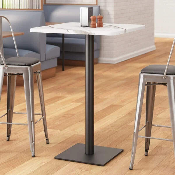 18'' Square Restaurant Table Base with 3'' Dia. Bar Height Column