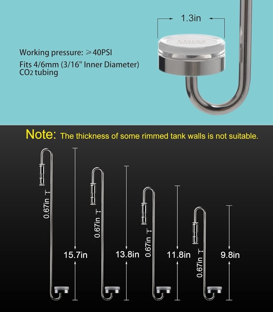 Stainless Steel Aquarium CO2 Diffuser Atomizer 35cm with Check Valve