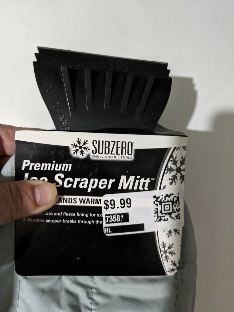 Subzero Gray Premium Winter Ice Scraper Mitt NEW