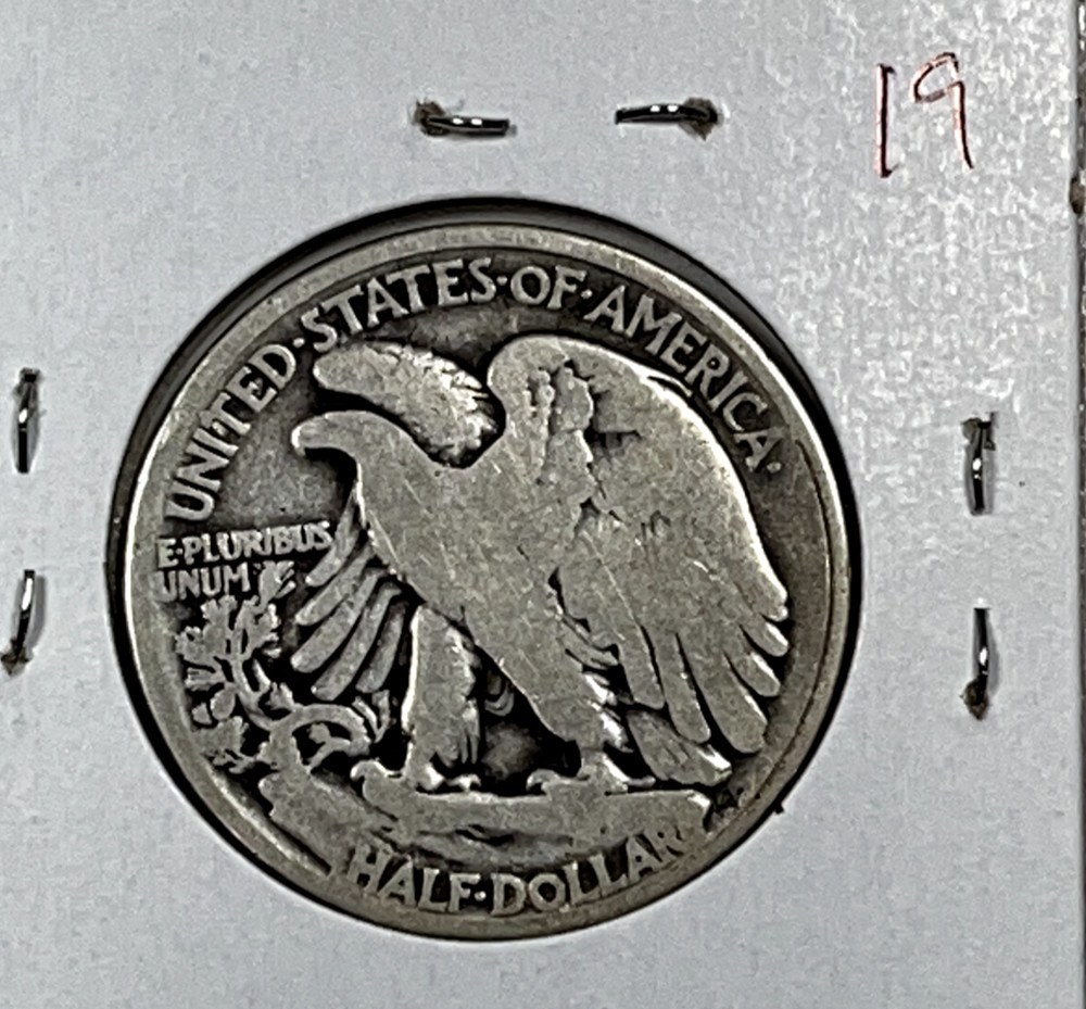 1919 Walking Half Dollar : Very Good VG