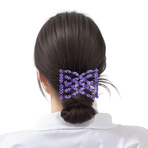 Easy Magic Beads Combs Double Stretching Combs Clips, Perfect for Easy Purple