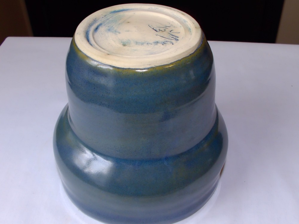 HAND THROWN STUDIO POTTERY PLANTER 4" BLUE JMC POTTERY
