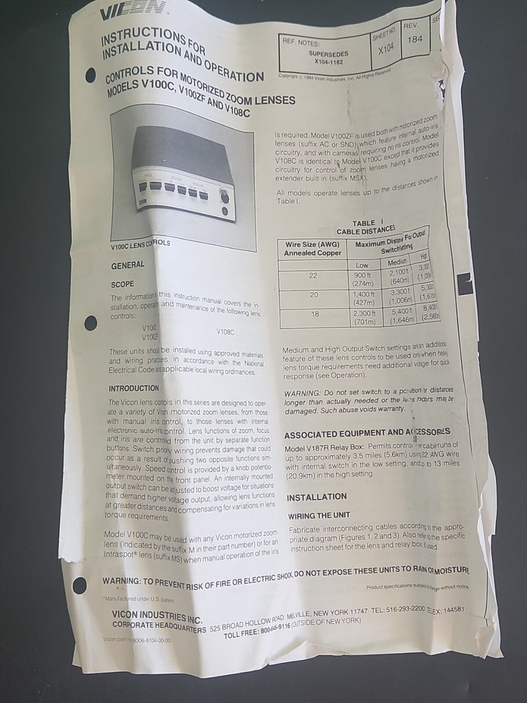 🆕️ Vicon V100C Motorized Zoom Lens Control *GENUINE* ||⚡️🇺🇸 SHIP