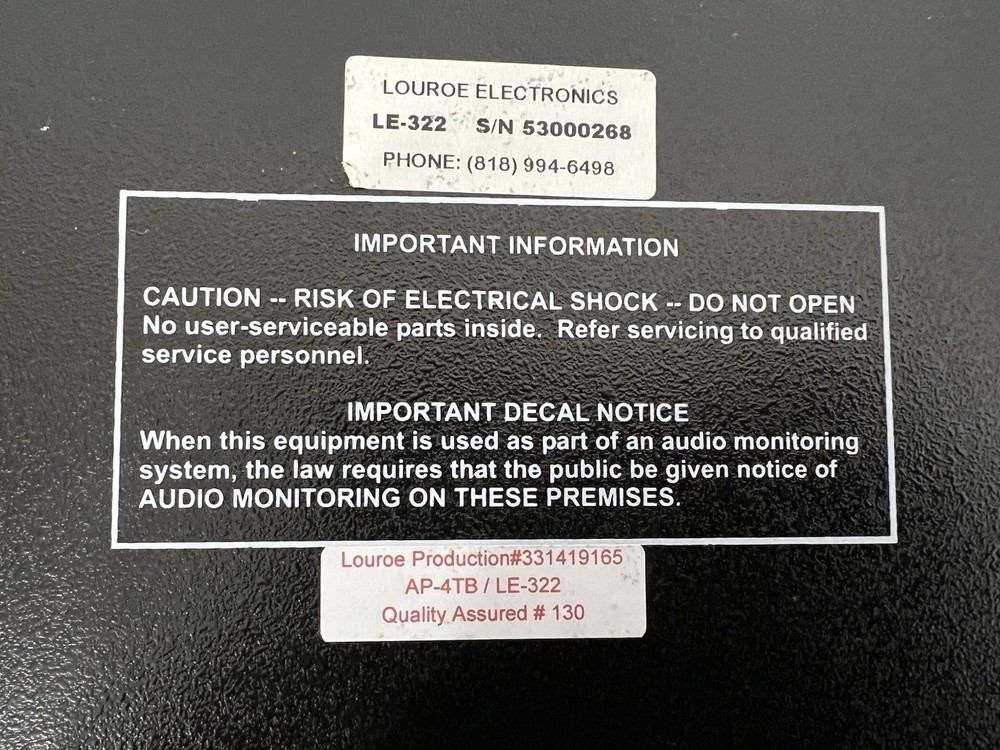 Louroe LE-322 AP-4TB Working TESTED!!