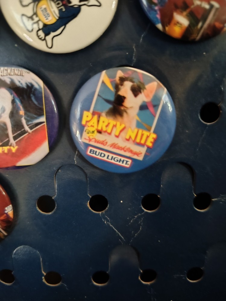 Vintage Spuds Mackenzie Button Display With 11 Buttons
