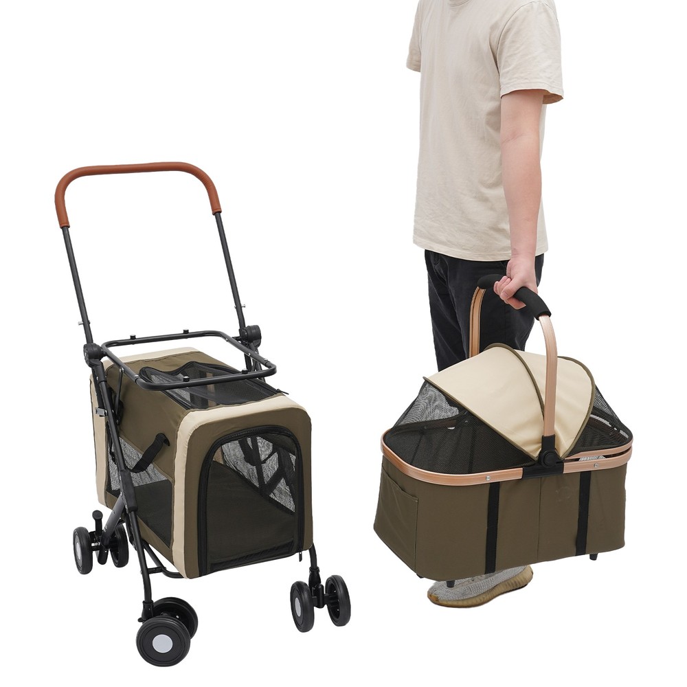 2-Tier Dog & Cat Stroller Foldable Pet Stroller Small & Medium Pet Stroller