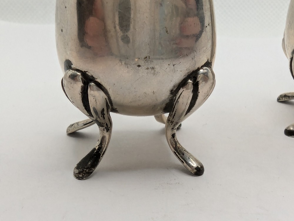 2 Antique Elegant Footed Salt Shakers, 800 Silver