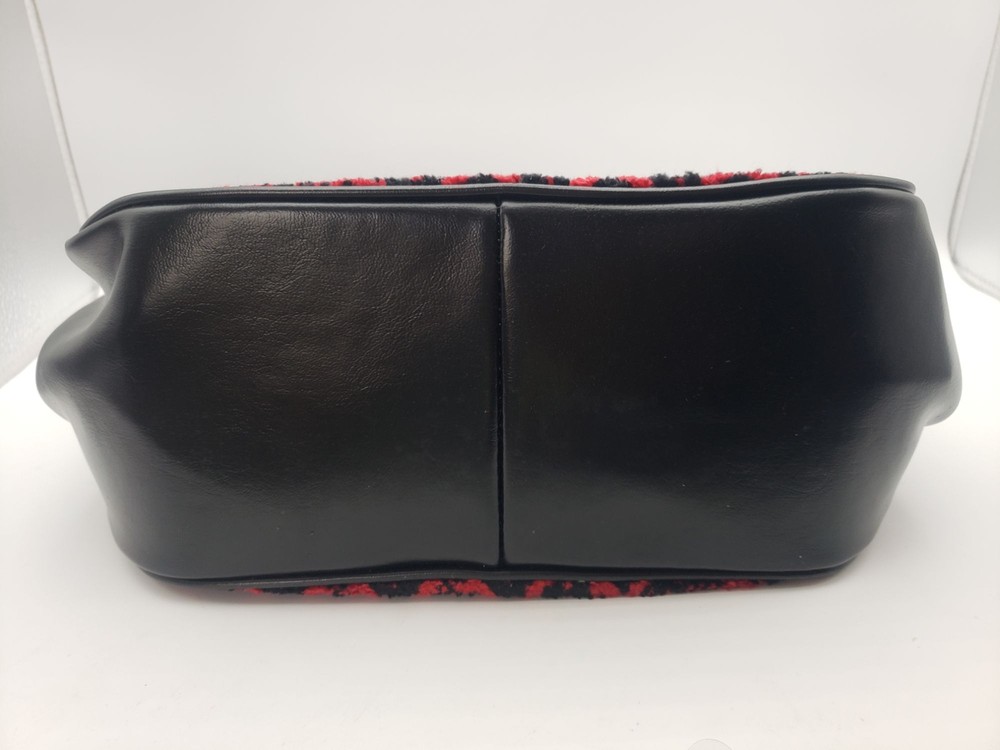 Red Black Diamond Pattern Purse Snap Clasp Handbag Gold Frame Vintage
