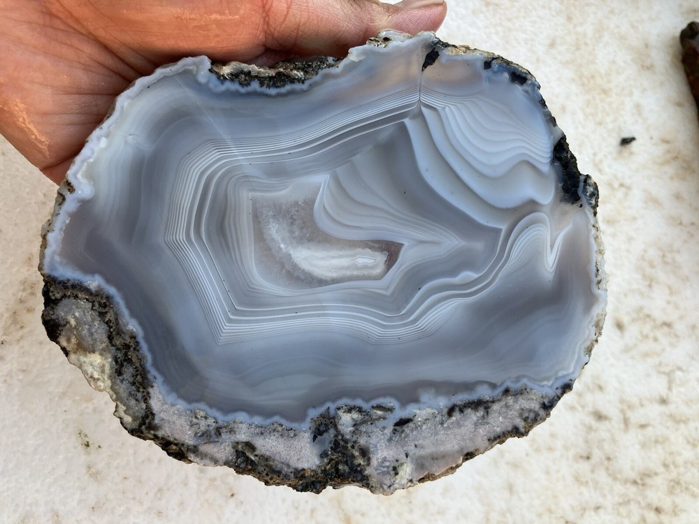 Trancas Thunder Egg Slab With Blue Agate (Mexico)
