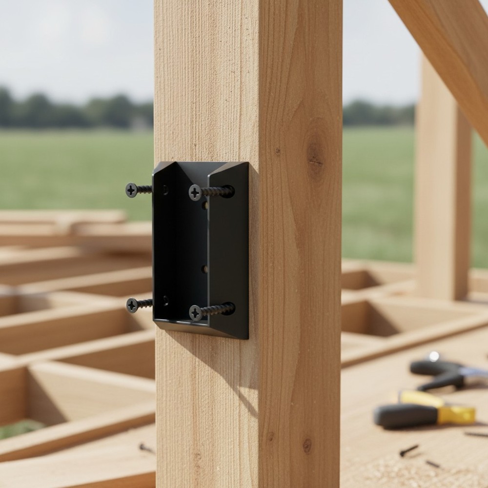 Durable Deck Railing Brackets Set with Screws - Easy Installation for Wood Posts