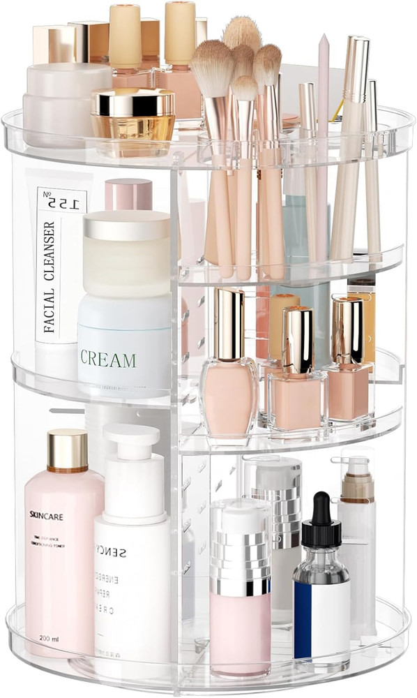 Rotating Makeup Organizer, DIY 8 Adjustable Layers Spinning Skincare Organizer,