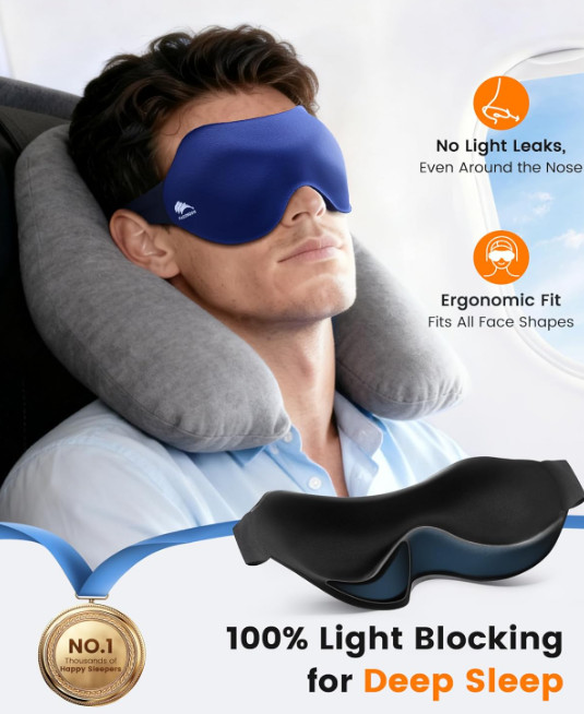 3 Pack 3D Blackout Sleep Eye Mask Coverage for Side Sleepers Comfortable Travel*