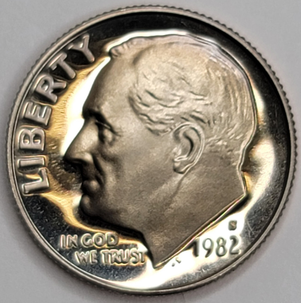 1982 S Gem Proof DCAM Roosevelt Dime - CN-Clad