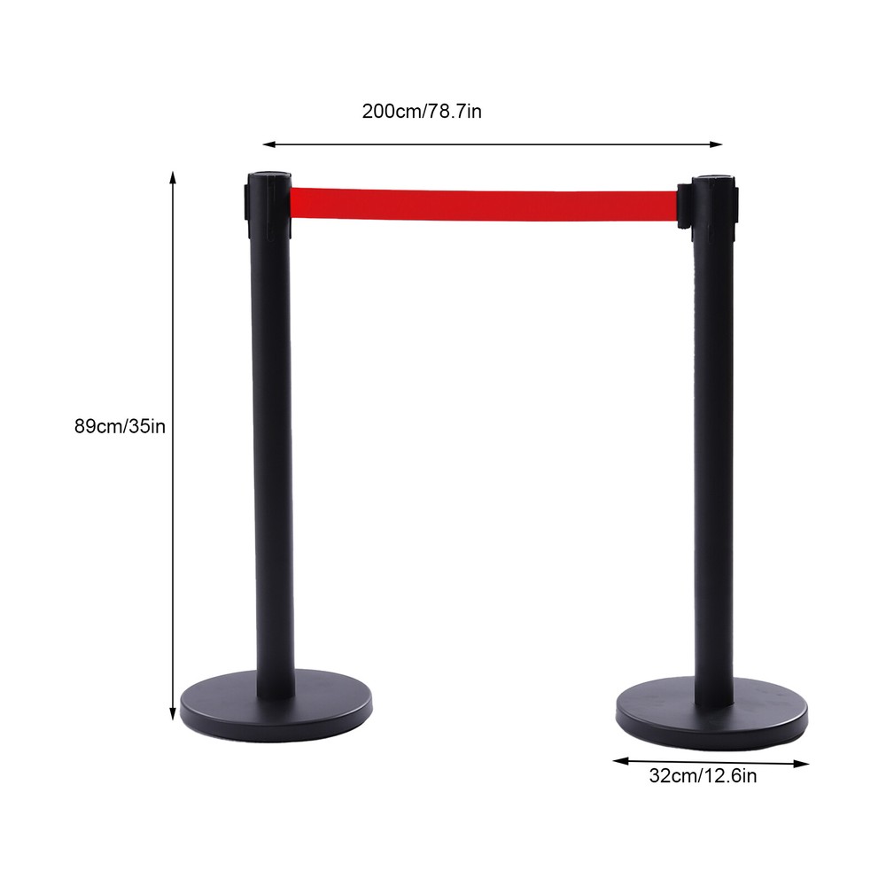 6 Park Crowd Control Barrier Stanchion Set Posts Queue Pole Retractable Belt USA