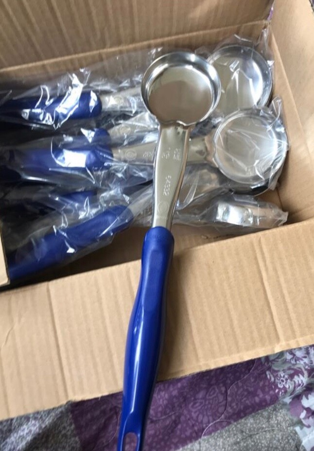 3 Pc. Vollrath 6433230 Jacob's Pride 2 oz. Blue Solid Round Spoodle