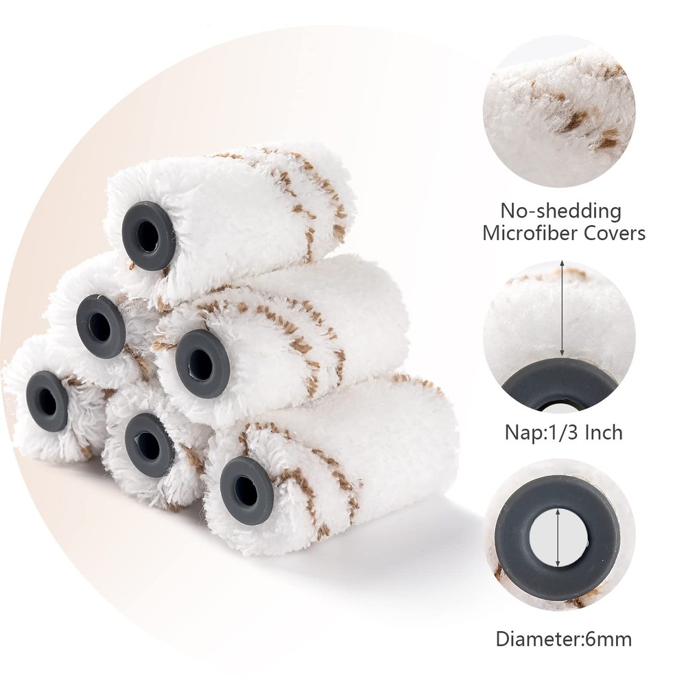 Paint Roller Kit, 9 Pack, 2 Inch Microfiber Paint Roller Covers, Small Paint ...
