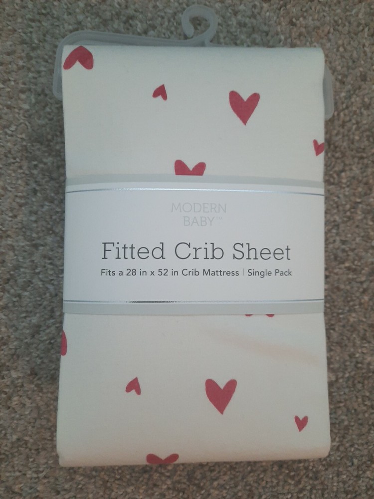Fitted Crib Sheet Hearts  New With Tags