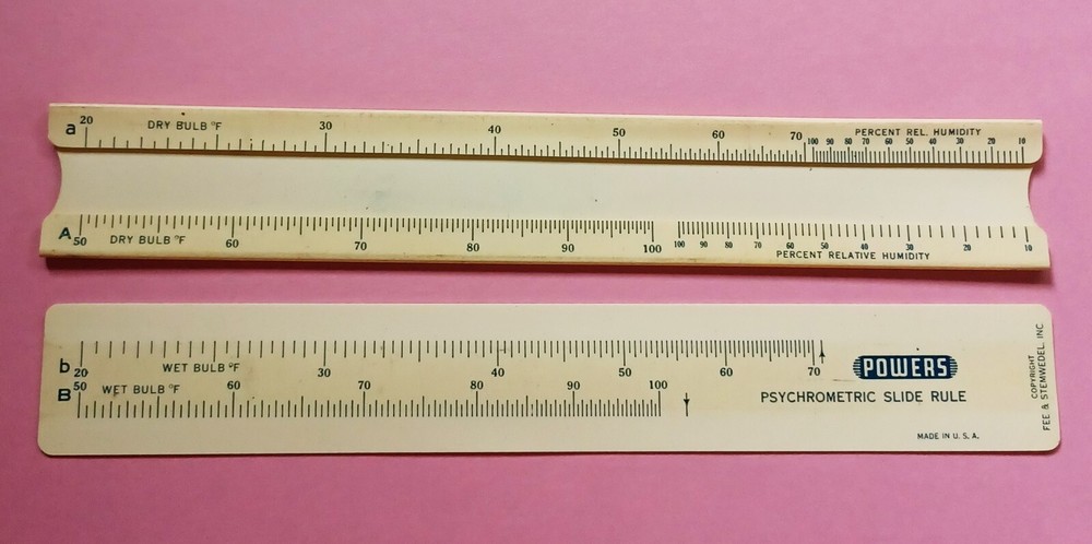 Powers Psychrometric Slide Rule - Vintage Plastic