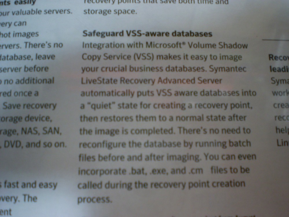 SYMANTEC BACKUP DATA RECOVERY SOFTWARE PC LIVESTATE ADVANCED SERVER V6 1 USER