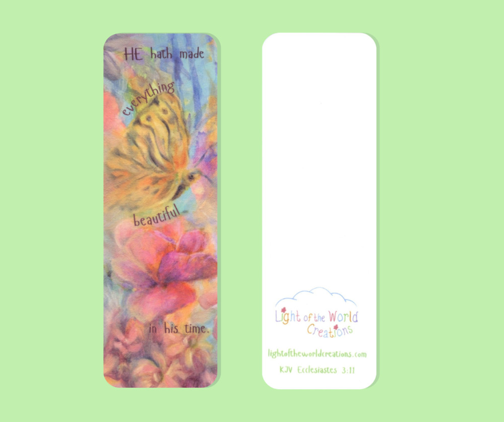 Moth and Butterfly Meet – Floral Scripture Bookmark