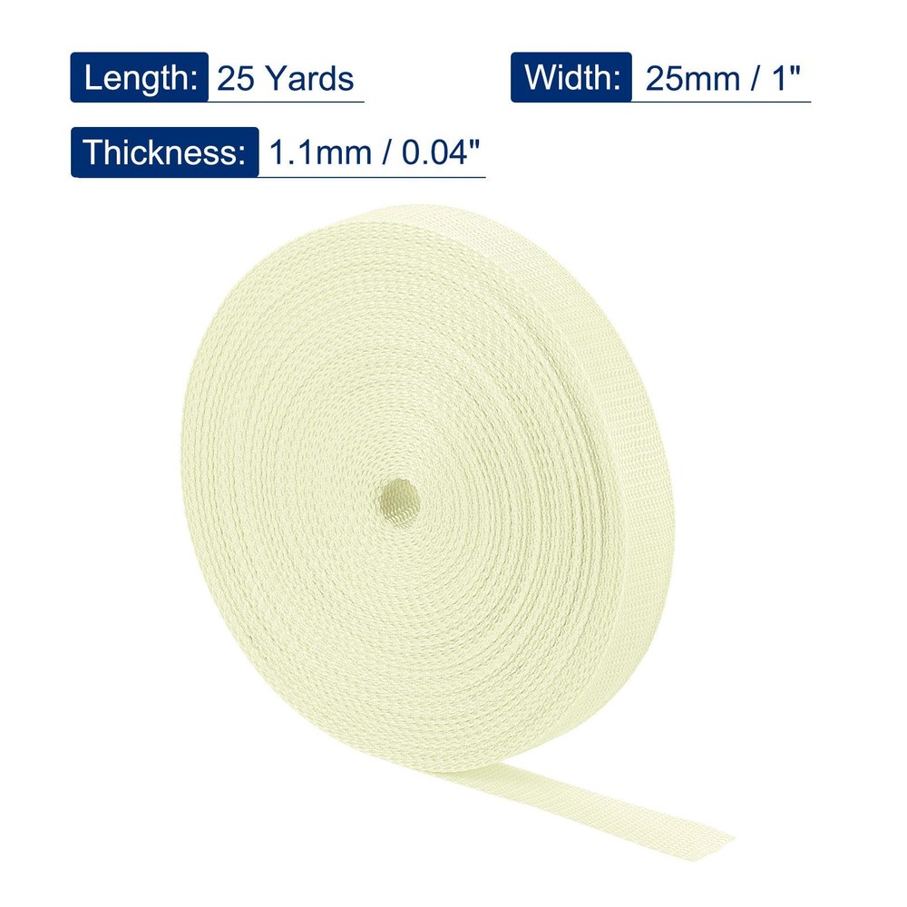 Lightweight Polypropylene Webbing Strap 1" 25 Yards Beige Strapping