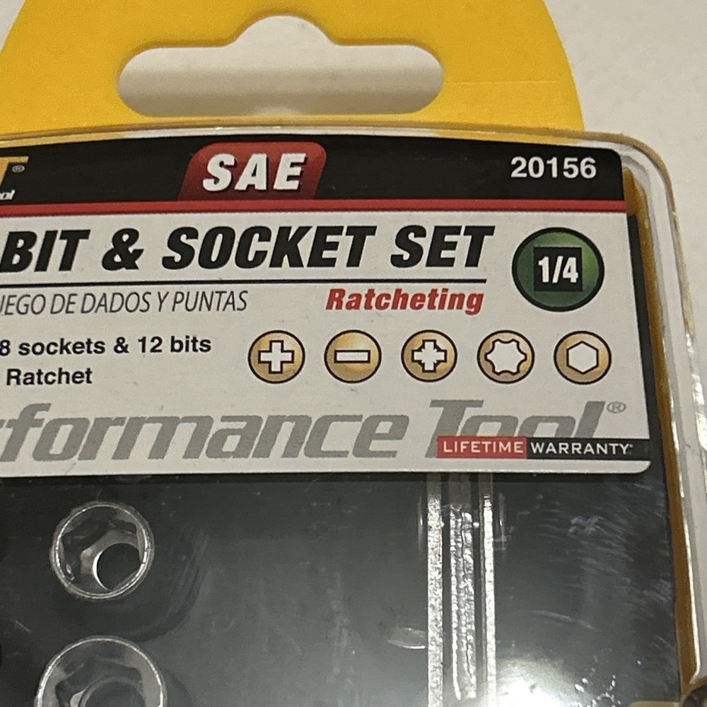 PERFORMANCE TOOL 23 PIECE BIT & SOCKET SET WILMAR 20156 SAE