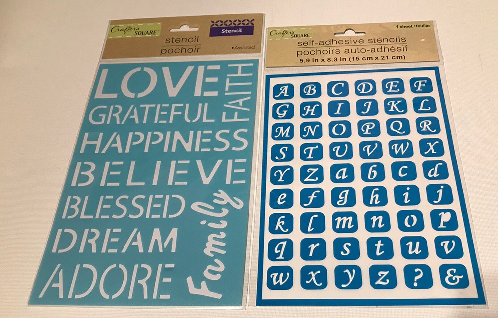 Crafter’s Square Word & Alphabet Stencils Pack of 2 “NEW”