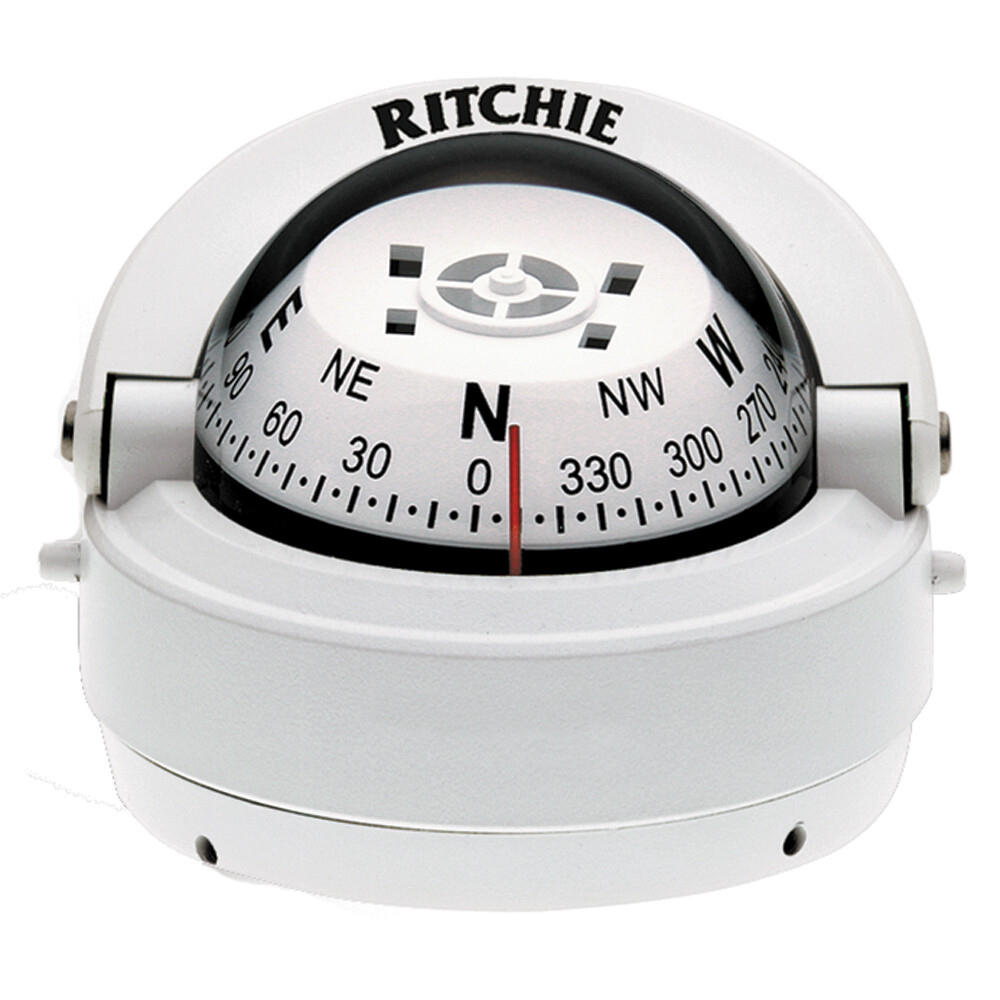 Ritchie S-53W Explorer Compass - Surface Mount - White Bundle