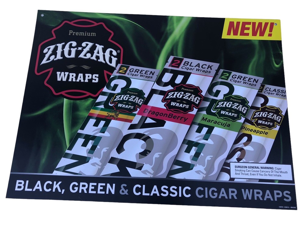 Zig Zag Cigar Wraps Plastic Advertising Sign  Double Sided