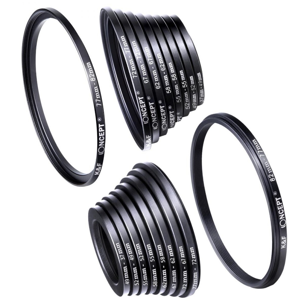 New K&F Concept 18 PIECES FILTER RING ADAPTER RING KIT (SKU0629) #41051